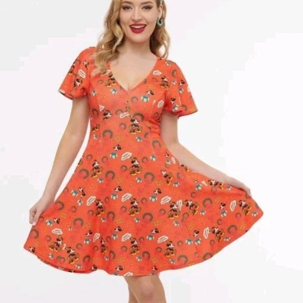 Unique Vintage Mickey Mouse Christmas Dress Fit & Flare XL